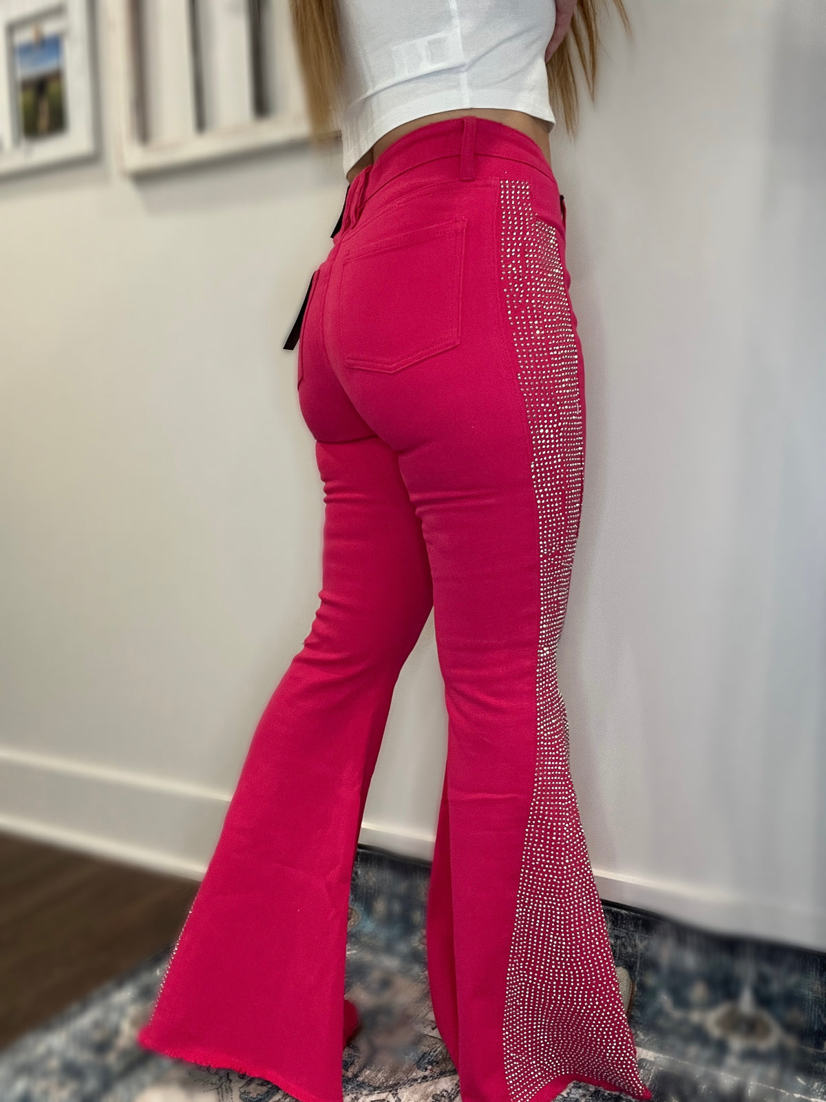 Dime Store Cowgirl Pink Rhinestone Flares